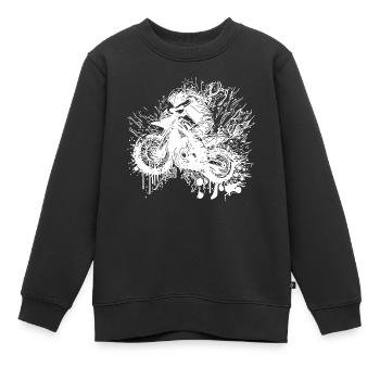 Moto de course tout-terrain style éclaboussure - Sweat Premium enfant bio - noir - Devant - AI Model Kid Female (0cm)