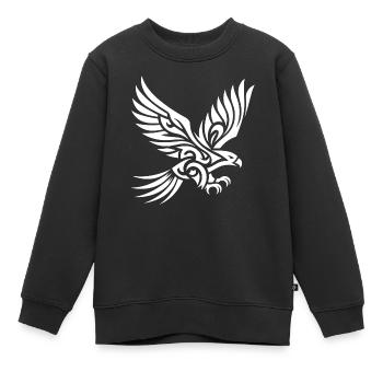 Élégant bel aigle sur d’énormes ailes - Sweat Premium enfant bio - noir - Devant - AI Model Kid Female (0cm)