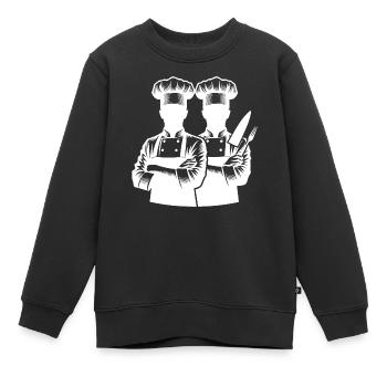 Küchenchefs und Hobbyköche Silhouette Portrait - Kinder Premium Organic Sweatshirt - Schwarz - Vorne - AI Model Kid Female (0cm)