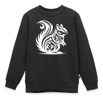 Kleines Niedliches Baby Eichhörnchen Tattoo Style - Kinder Premium Organic Sweatshirt - Schwarz - Vorne - AI Model Kid Female (0cm)