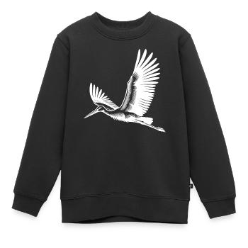Cigogne volante sur de larges ailes - Sweat Premium enfant bio - noir - Devant - AI Model Kid Female (0cm)