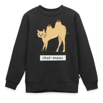 Katze meau - Kinder Premium Organic Sweatshirt - Schwarz - Vorne - AI Model Kid Female (0cm)