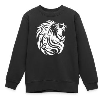 Lion rugissant avec des dents et une crinière élégante - Sweat Premium enfant bio - noir - Devant - AI Model Kid Female (0cm)