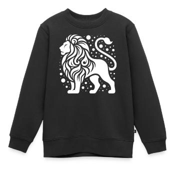 Lion élégant à la crinière sauvage - Sweat Premium enfant bio - noir - Devant - AI Model Kid Female (0cm)