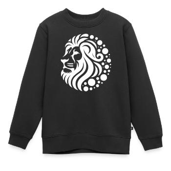 Fière tête de lion à crinière - Sweat Premium enfant bio - noir - Devant - AI Model Kid Female (0cm)