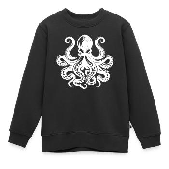 Pieuvre sinistre avec tentacules et ventouses - Sweat Premium enfant bio - noir - Devant - AI Model Kid Female (0cm)