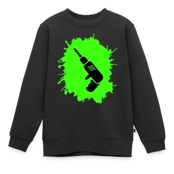 bohrmaschine klecks handwerker - Kinder Premium Organic Sweatshirt - Schwarz - Vorne - AI Model Kid Female (0cm)