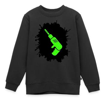 bohrmaschine klecks handwerker - Kinder Premium Organic Sweatshirt - Schwarz - Vorne - AI Model Kid Female (0cm)