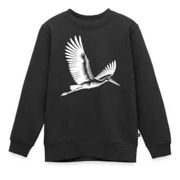Fliegender Storch - Kinder Premium Organic Sweatshirt - Schwarz - Vorne - AI Model Kid Female (0cm)