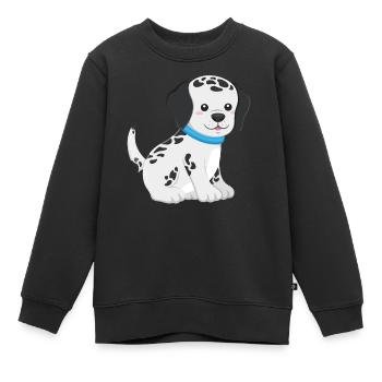 Chiot dalmatien - Sweat Premium enfant bio - noir - Devant - AI Model Kid Female (0cm)