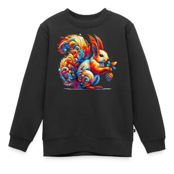 Écureuil - Sweat Premium enfant bio - noir - Devant - AI Model Kid Female (0cm)