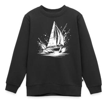 Schnelles Segelboot bei Splash Wellengang - Kinder Premium Organic Sweatshirt - Schwarz - Vorne - AI Model Kid Female (0cm)