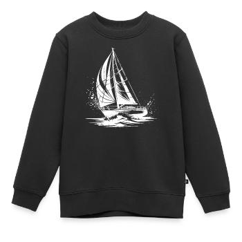 Schickes Segelboot unter Segel Splash Wellengang - Kinder Premium Organic Sweatshirt - Schwarz - Vorne - AI Model Kid Female (0cm)