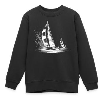 Regatta Segelboote hart im Wind und Wellengang - Kinder Premium Organic Sweatshirt - Schwarz - Vorne - AI Model Kid Female (0cm)