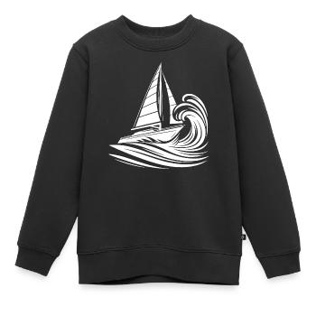 Voilier rapide dans les vagues - Sweat Premium enfant bio - noir - Devant - AI Model Kid Female (0cm)