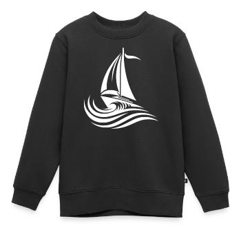 Segelboot bei starkem Wellengang bei rauher See - Kinder Premium Organic Sweatshirt - Schwarz - Vorne - AI Model Kid Female (0cm)