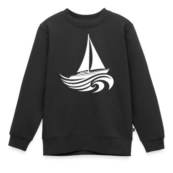 Segelyacht bei schwerem Wellengang - Kinder Premium Organic Sweatshirt - Schwarz - Vorne - AI Model Kid Female (0cm)
