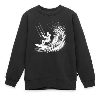 Kite-Surfing Sport with Board - Surfing in the Sky - Kids Premium Organic Sweatshirt - black - Front - AI Model Kid Female (0cm)