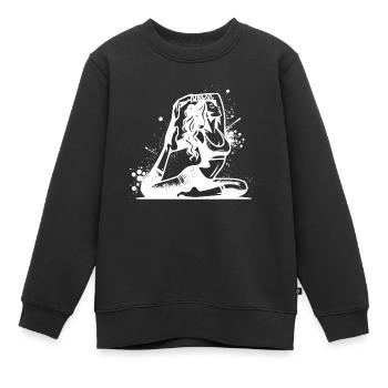 Étudiant en yoga en exercice de concentration profonde - Sweat Premium enfant bio - noir - Devant - AI Model Kid Female (0cm)