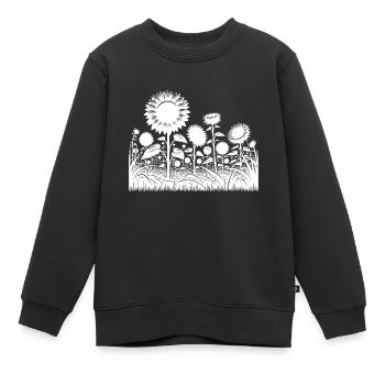 Sonnenblumen auf einem großen Feld - Kinder Premium Organic Sweatshirt - Schwarz - Vorne - AI Model Kid Female (0cm)