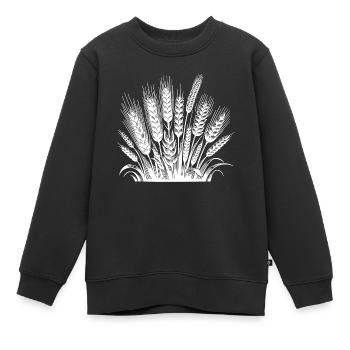 Céréales : blé et seigle, épis de maïs - Sweat Premium enfant bio - noir - Devant - AI Model Kid Female (0cm)
