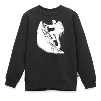 Wanderer beim Klettern am Berggipfel Felsen - Kinder Premium Organic Sweatshirt - Schwarz - Vorne - AI Model Kid Female (0cm)