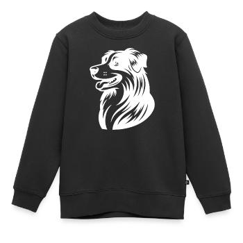 Knuffiger Australian Shepherd Hund Vierbeiner - Kinder Premium Organic Sweatshirt - Schwarz - Vorne - AI Model Kid Female (0cm)