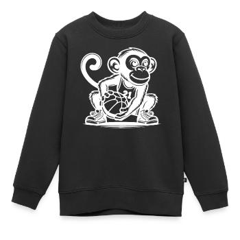 Sportlicher Affe mit Basketball - Kinder Premium Organic Sweatshirt - Schwarz - Vorne - AI Model Kid Female (0cm)