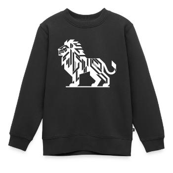 Lion géométrique avec des dents et une crinière élégante - Sweat Premium enfant bio - noir - Devant - AI Model Kid Female (0cm)