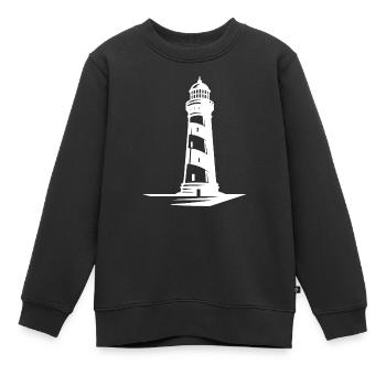 Vieux phare côtier rayé solitaire - Sweat Premium enfant bio - noir - Devant - AI Model Kid Female (0cm)