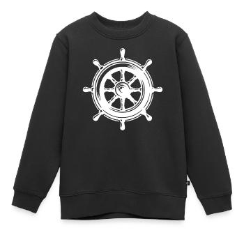 Klassisches Schiff Steuerrad große Segel Seefahrt - Kinder Premium Organic Sweatshirt - Schwarz - Vorne - AI Model Kid Female (0cm)