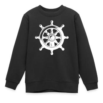 Seefahrt Ruderwache Klassisches Schiff Steuerrad - Kinder Premium Organic Sweatshirt - Schwarz - Vorne - AI Model Kid Female (0cm)