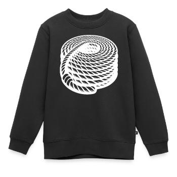 Corde tressée Conception de corde maritime enroulée - Sweat Premium enfant bio - noir - Devant - AI Model Kid Female (0cm)