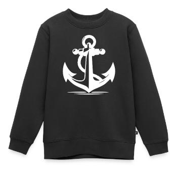 Vintage alter Anker mit dickem Tau Seil - Kinder Premium Organic Sweatshirt - Schwarz - Vorne - AI Model Kid Female (0cm)