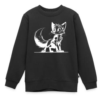 Sympathique Clever Fox Stroke Dessin - Sweat Premium enfant bio - noir - Devant - AI Model Kid Female (0cm)