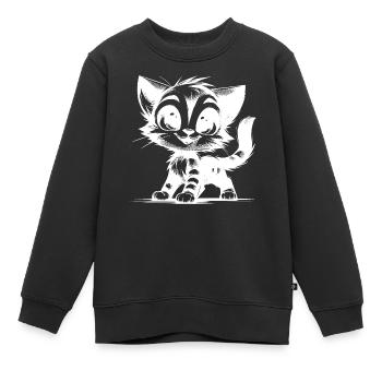 Knuddeliges Katzen Stubentiger Baby Zeichnung - Kinder Premium Organic Sweatshirt - Schwarz - Vorne - AI Model Kid Female (0cm)