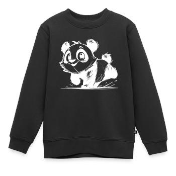 Petit panda mignon bébé dessin au crayon - Sweat Premium enfant bio - noir - Devant - AI Model Kid Female (0cm)