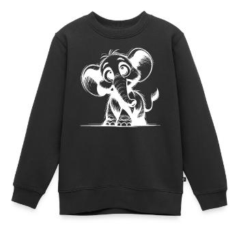 Bébé éléphant avec de grands yeux et de grandes oreilles - Sweat Premium enfant bio - noir - Devant - AI Model Kid Female (0cm)
