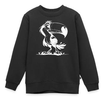Exotischer Tukan Bleistift Skizze - Kinder Premium Organic Sweatshirt - Schwarz - Vorne - AI Model Kid Female (0cm)