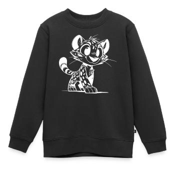 Putziger Leopard Skizze mit großen Augen - Kinder Premium Organic Sweatshirt - Schwarz - Vorne - AI Model Kid Female (0cm)