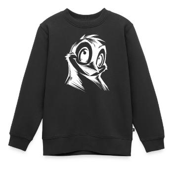 Style de dessin au crayon de dessin animé pingouin - Sweat Premium enfant bio - noir - Devant - AI Model Kid Female (0cm)