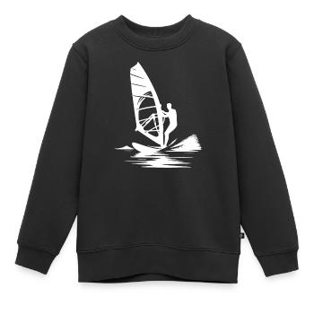 Surftechnik mit Windkraft Wind und Meeresbrise - Kinder Premium Organic Sweatshirt - Schwarz - Vorne - AI Model Kid Female (0cm)