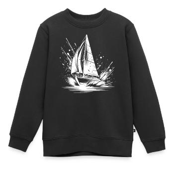 Rasantes Segelboot bei Splash Wellengang - Kinder Premium Organic Sweatshirt - Schwarz - Vorne - AI Model Kid Female (0cm)