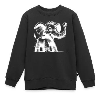 Bébé éléphant avec une énorme trompe - Sweat Premium enfant bio - noir - Devant - AI Model Kid Female (0cm)