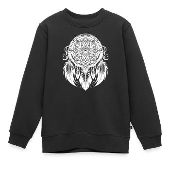 Ancien attrape-rêves objet culte style plume - Sweat Premium enfant bio - noir - Devant - AI Model Kid Female (0cm)