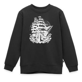 Voilier avec voiles fixes Anchor Volant - Sweat Premium enfant bio - noir - Devant - AI Model Kid Female (0cm)