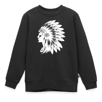Striking face with elegant headdress - Kids Premium Organic Sweatshirt - black - Front - AI Model Kid Female (0cm)
