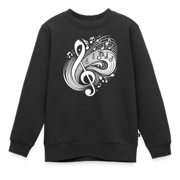 Notes de musique flottantes Clé volante - Sweat Premium enfant bio - noir - Devant - AI Model Kid Female (0cm)