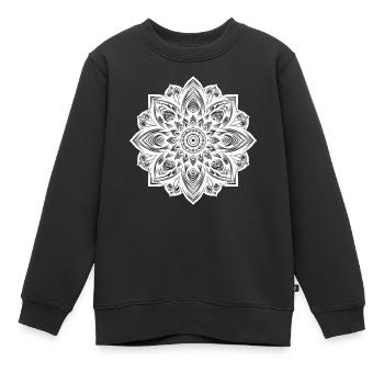 Fleurs Mandala Yoga et Sérénité Design - Sweat Premium enfant bio - noir - Devant - AI Model Kid Female (0cm)