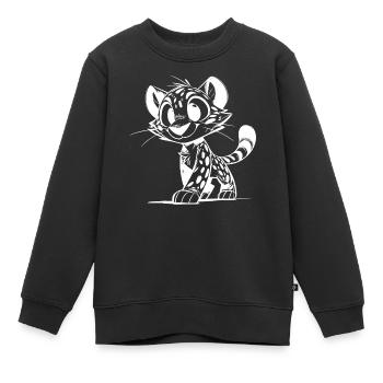 Kleiner Leopard mit Flecken und großen Augen - Kinder Premium Organic Sweatshirt - Schwarz - Vorne - AI Model Kid Female (0cm)